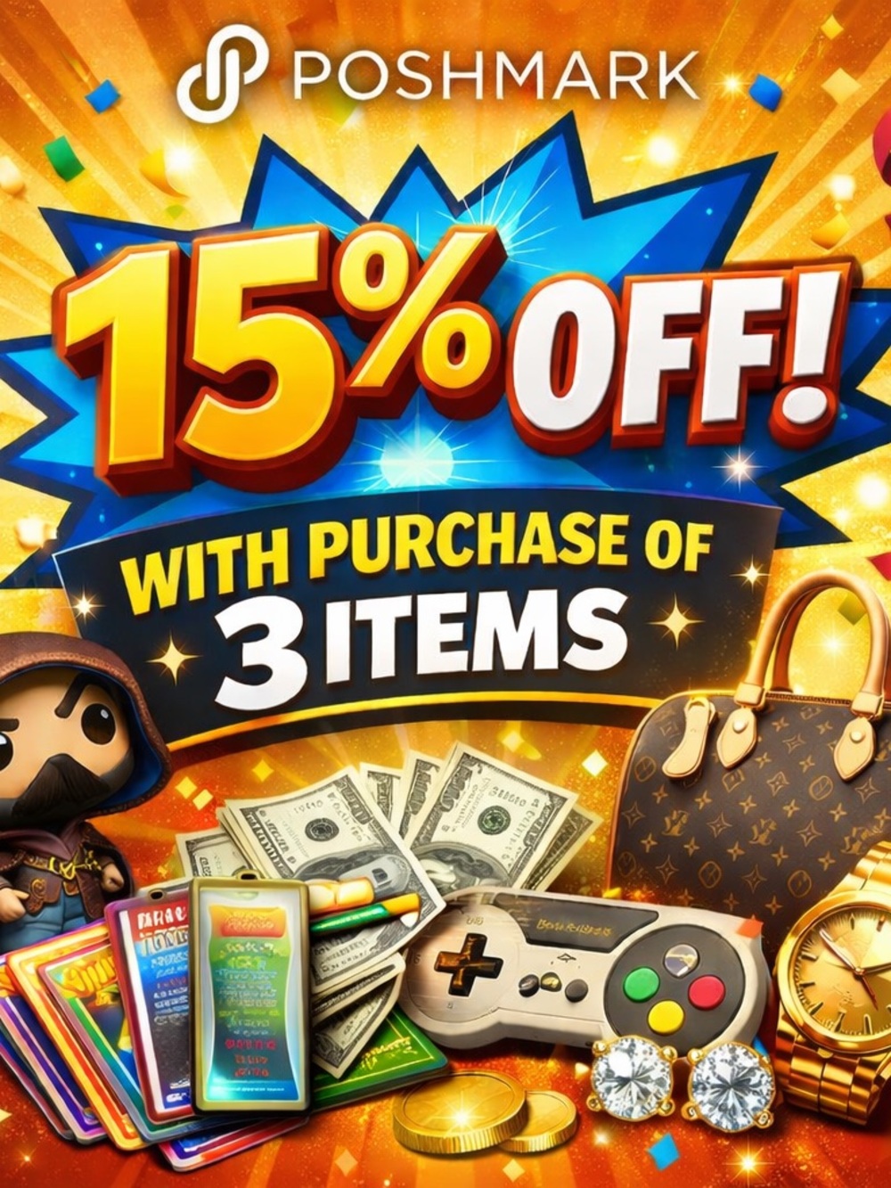 15% Off With Purchase Of Three Items — automatically applied.